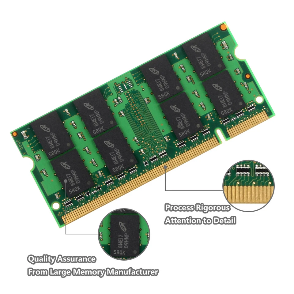 Crucial 4GB 4 G 2X 2GB 2 GB DDR2 800Mhz 2RX8 PC2-6400S SODIMM Laptop Memory RAM - Image 4 of 4