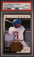 1997 Pinnacle X-Press SAMMY SOSA Cubs SWING For Fences GOLD PSA 8 Pop 1 Total