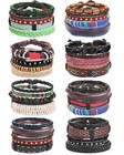 Men Woven Leather Wristbands Boho Ethnic. 32-35 Pcs Braided Bracelet for Women