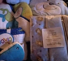 NWT Lot Of 4 Baby Boy Hooded Towels Receiving Blankets Washcloths 