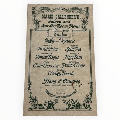 Vintage Marie Callenders Restaurant Menu Saloon Garden Room Pie Ephemera