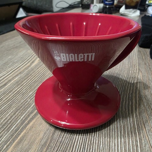 BIALETTI Red Ceramic Pour Over Portable Coffee Maker Uses #2 Filters