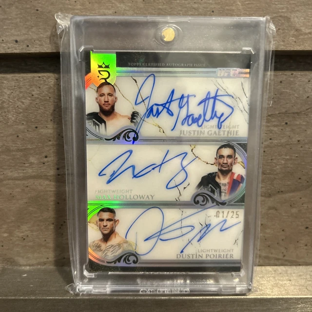 2025 Topps UFC Justin Gaethje Max Holloway Dustin Poirier Triple Auto 01/25
