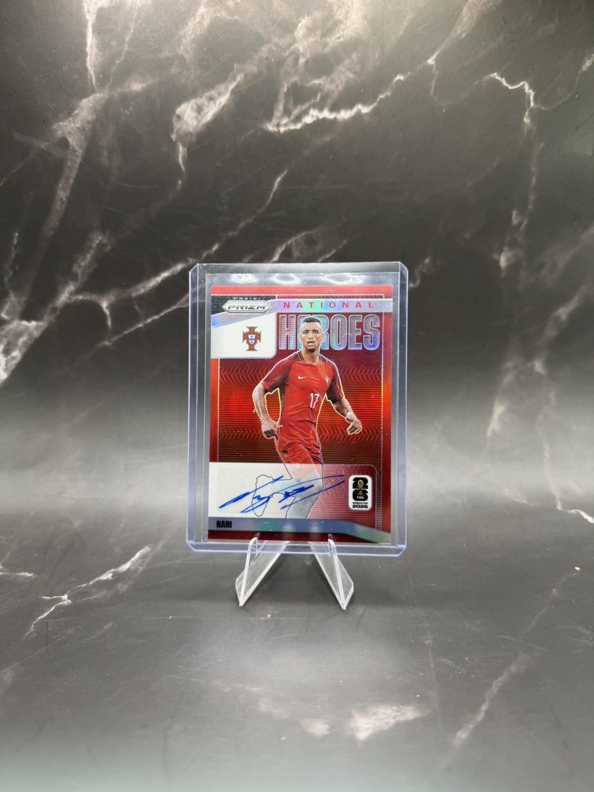 Nani 2026 Panini Prizm FIFA World Cup National Heroes Auto Red Prizm /49