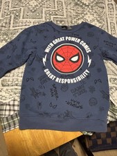 Marvel Spiderman Blue Sweater/Sweatshirt Long Sleeve Kids/Boys LARGE