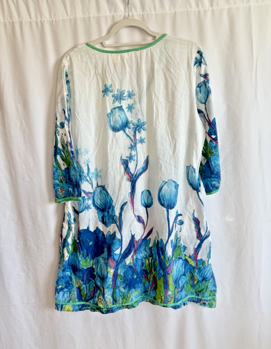 Vestido de Sol La Cera Azul Floral Pin Tuck Frontal - Talla Extra Grande - Imagen 5 de 5
