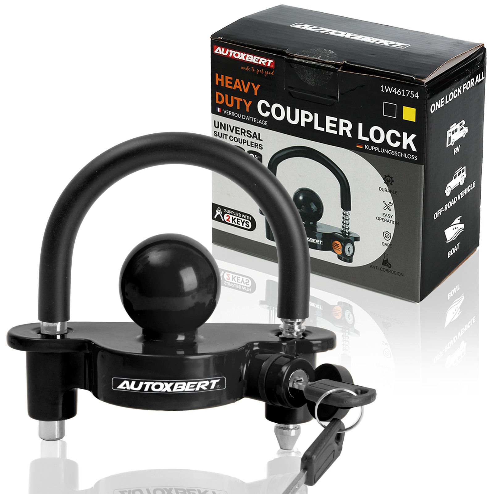 Heavy Duty Trailer Tongue Lock Hitch Coupler Tow Ball Lock 1-7/8", 2", 2-5/16"