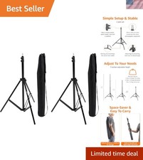 Adjustable Portable Aluminum Photography Light Stand Tripod - Pack of 2, Black
