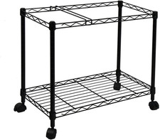 Portable 1-Tier Metal Rolling File Cart, Black,24 In