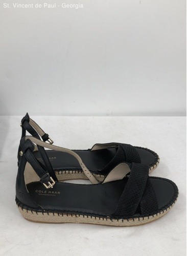 Cole Haan Cloudfeel Flats Black Solid Espadrille Sandal Women's Size 10.5 - Picture 3 of 9