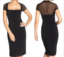 MAGGY LONDON Womens Illusion Back Pleated Matte Jersey Dress Sz 8 NEW