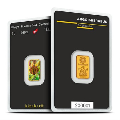 2 Gram Argor Heraeus Kinebar Gold Bar (New w/ Assay) | eBay