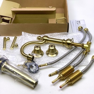 Water Creation Adjustable Widespread 2-Handle Lavatory Faucet Satin Gold NEW