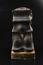 R4719: Japanese Seto-ware Black glaze Lion STATUE sculpture Ornament Figurines