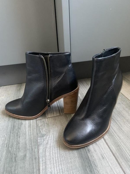 Women Dune Boots Black Leather 35.5 #3OYA