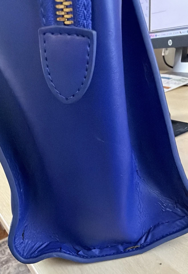 Celine Mini Luggage Tote -Blue Suede & Leather - Image 3 of 4