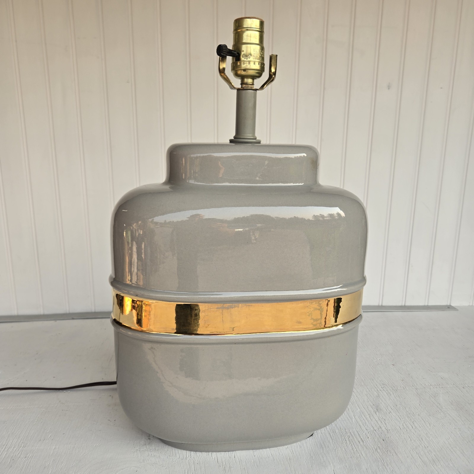 Jaru  Sunset Ceramic Lamp Base Gold Band Vintage Mid Century Modernist C1