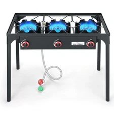 High Pressure Triple Propane Burner Outdoor Camping Stove with 0-20 PSI