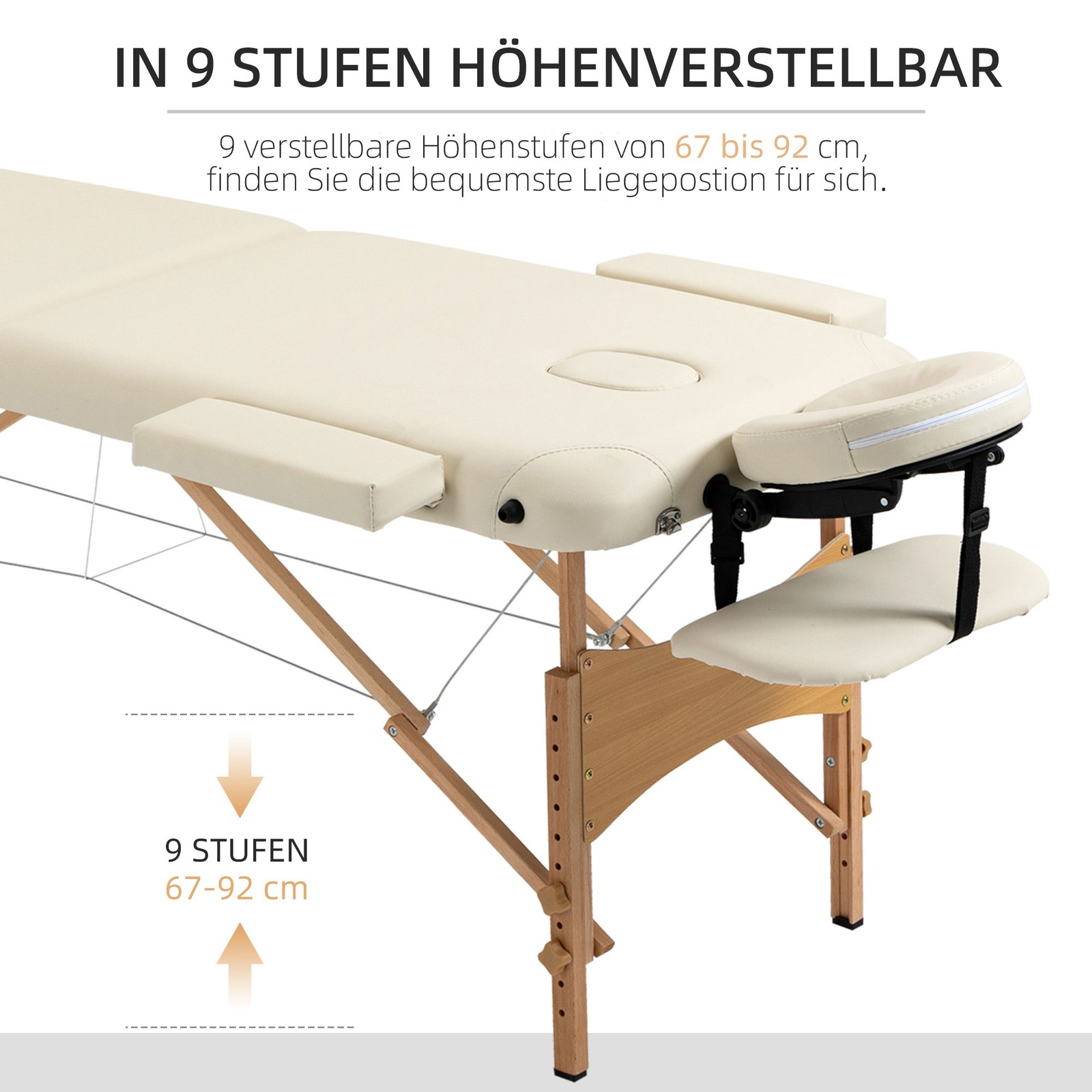 HOMCOM klappbare Massageliege, höhenverstellbare Massagebank, für Spa, Salon