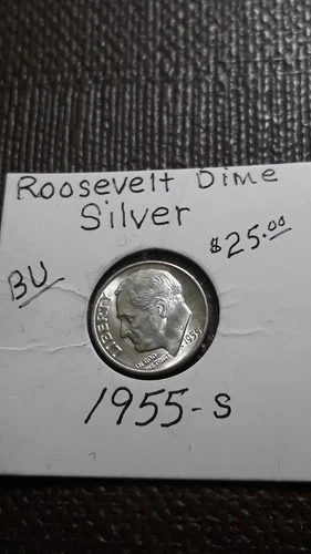 1 Silver Dime BU Luster   Both 1955-S   Roosevelt  Dimes