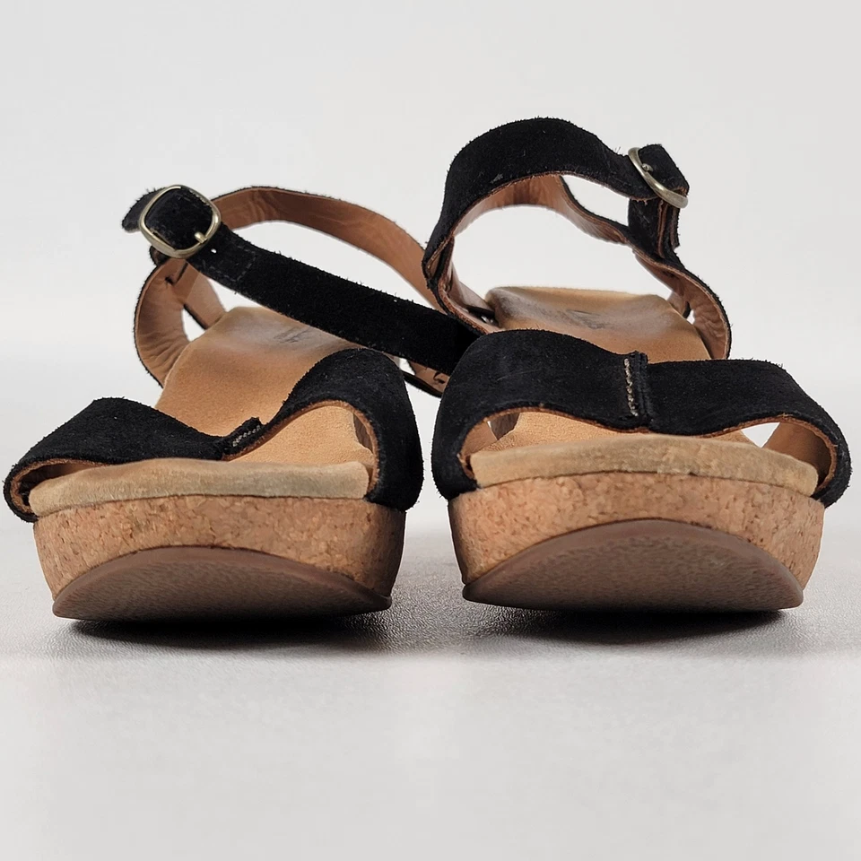 Sandalias de cuña Clarks ANNADEL Orquídea Cuero Nubuck Negro Plataforma Remache Mujeres 8M Foto 3 de 4