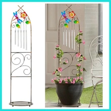 Detachable 48" Metal Plant Trellis with Colorful Dragonfly for Climbing Plants