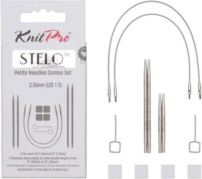 KnitPro Stelo Petite Interchangeable Knitting Needle Combo Set 2'' & 3'' Size 0- 2
