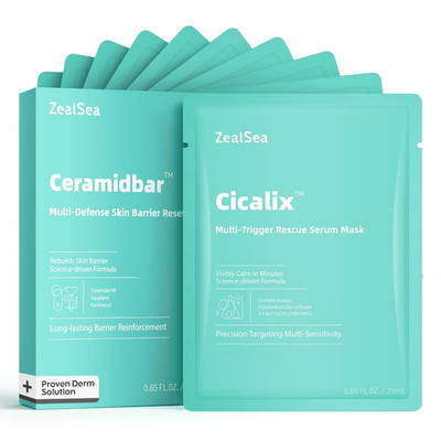 Cicalix Face Masks Skincare Set,  Derm Solution Sheet Mask for Multi-Trigger Sen