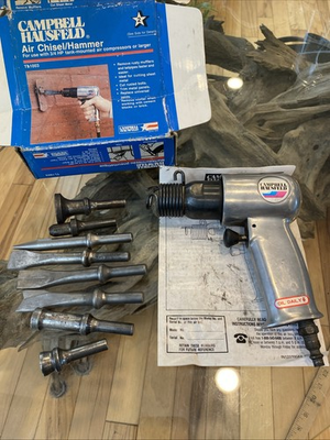 #ad Campbell Hausfeld TL 1003 Pneumatic Air Chisel Hammer With 8 Attachments Works $40.00