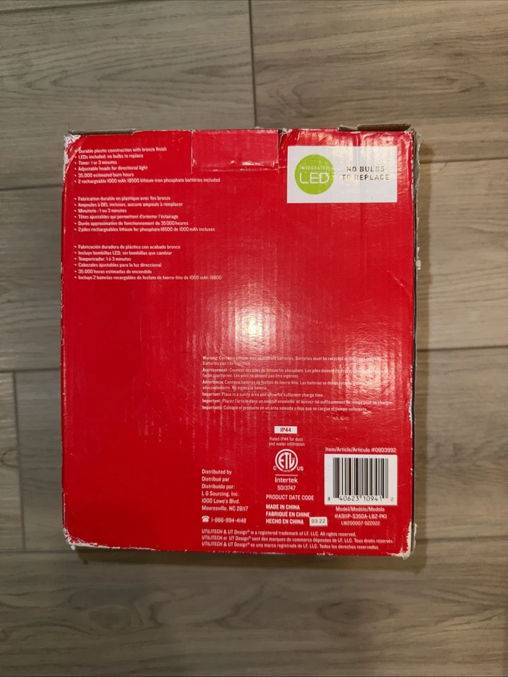 Utilitech Security Light 350-Lumen Integrated LED Motion-Activate Black Solar - Image 2 of 3