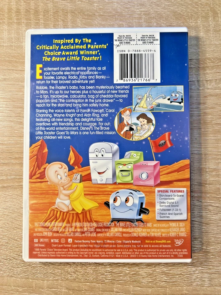 The Brave Little Toaster Goes to Mars DVD Disney 1988 Movie Animated RARE OOP - Image 2 of 4
