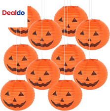 10PCS Halloween Paper Pumpkin Lanterns Jack-O-Lanterns, 6 Inch, Halloween Hangin