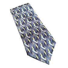 Mark Jason 100% Silk Stain Resistant Tie 52.5" x 3" Blue and green woven pattern