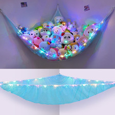 Stuffed Animals Net or Hammock Kids Toy Storage Organizer with LED Light Hanging