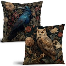 William Morris Inspired Fox  Floral Pillow Cover 18x18 Inches Set of 2 - Vi...