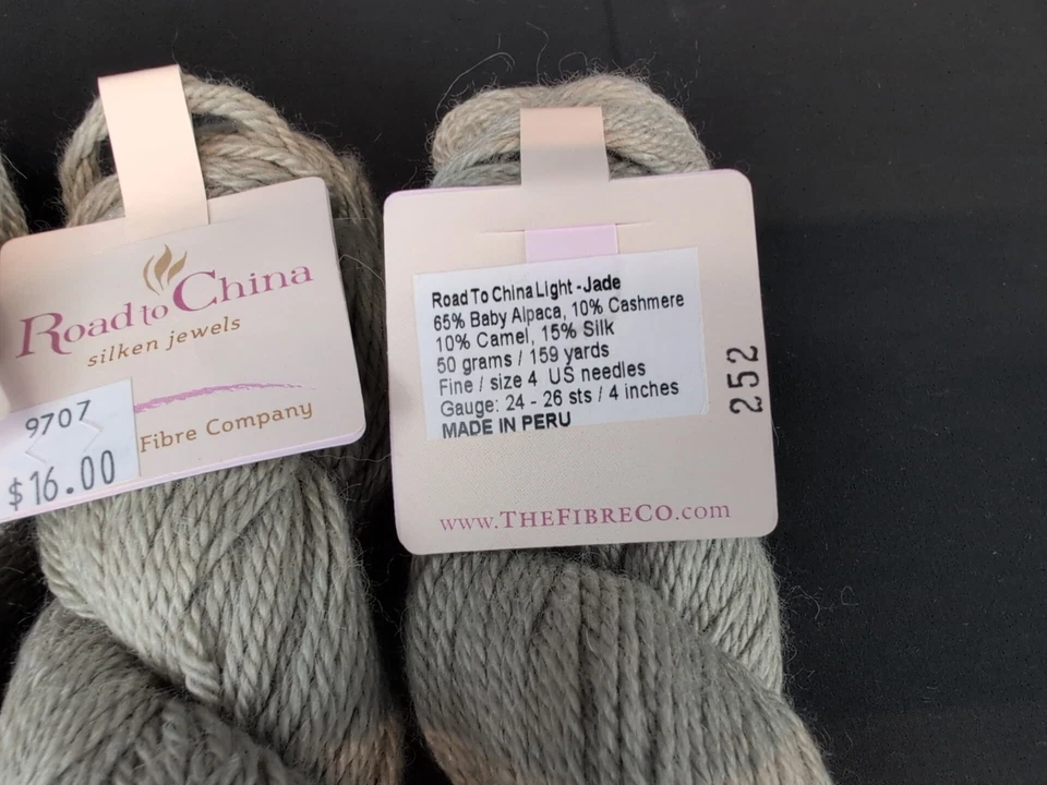 Lot of 5 /Fibre Company ROAD TO CHINA LIGHT Alpaca Silk Cashmere Yarn - Jade - Image 2 of 4