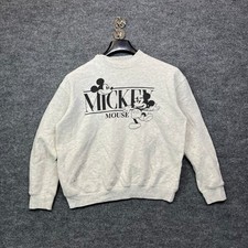 VTG Disney Mickey Mouse Crewneck Sweatshirt Men's Gray Fleece Pullover - Small