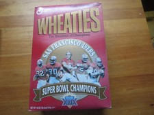 vintage WHEATIES CEREAL BOX  SF/49ERS SUPERBOWL CHAMPIONS XXIX not been Opened