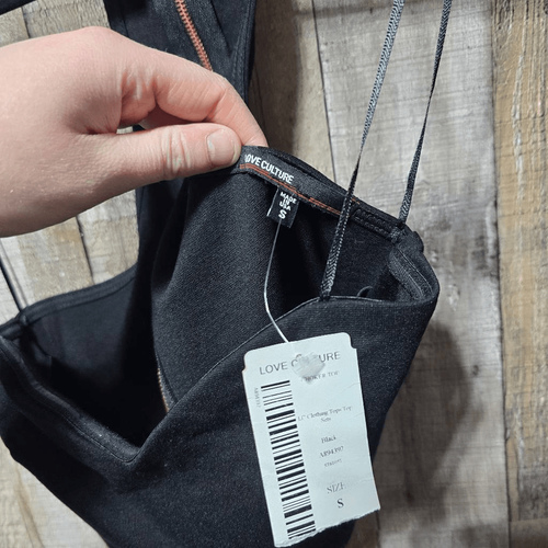 Crop top nero girocollo Love Culture - Foto 3 di 4