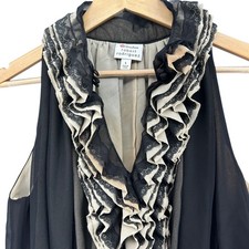 Robert Rodriguez Neiman Marcus Taget Collab Keyhole Ruffle Lace Peplum Blouse L