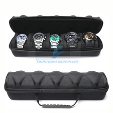 5 slots Hard men's watch travel case, Portable zipper storage organizer box