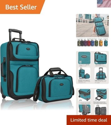 Rio Teal Expandable Carry-On Luggage Set - Stylish 2-Wheel Suitcase Combo