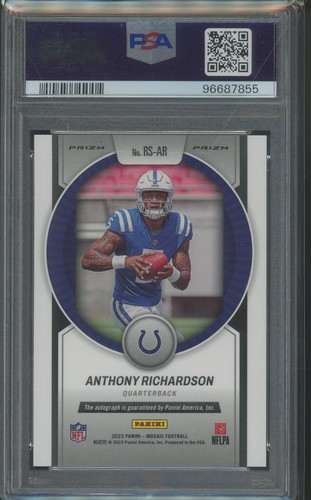 Anthony Richardson 2023 Mosaic RK Scripts-No Huddle BLUE-PSA 9 MINT Colts AUTO - Picture 2 of 2