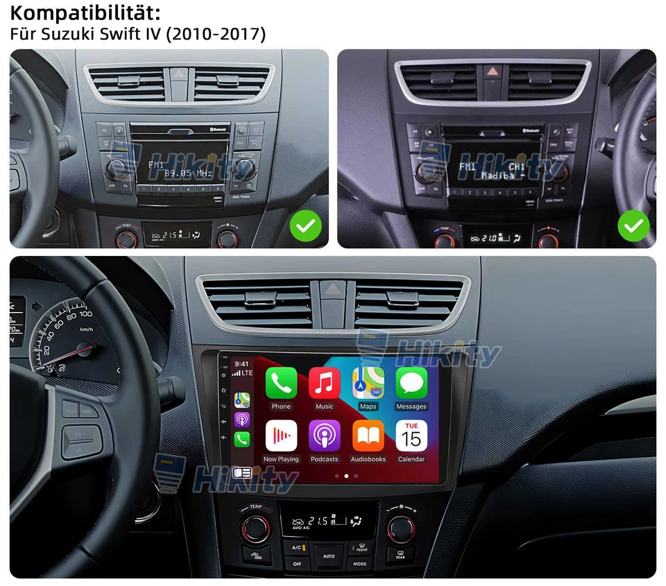 9" 2+64GB Android CarPlay Autoradio GPS Navi FM RDS Für Suzuki Swift 4 2010-2017 - Bild 2 von 4