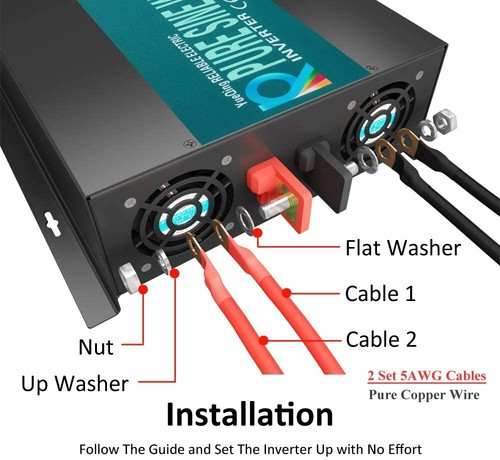Inversor de onda sinusoidal pura 3500 W 12V 24V 36V 48VDC a 120VAC camión energía solar doméstica - Imagen 6 de 20