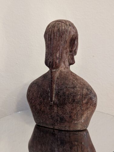 African Tribal Head Bust Of A Male Vintage Wooden Sculpture - Picture 3 of 23