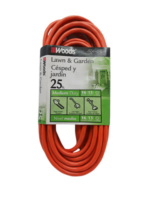 (NEW) Woods Outdoor Extension Power Cord 25 Foot Medium Duty - w/ WARRANTY!!