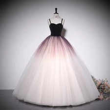 black evening dress with purple ombre tulle skirt A line ball gown AUS8