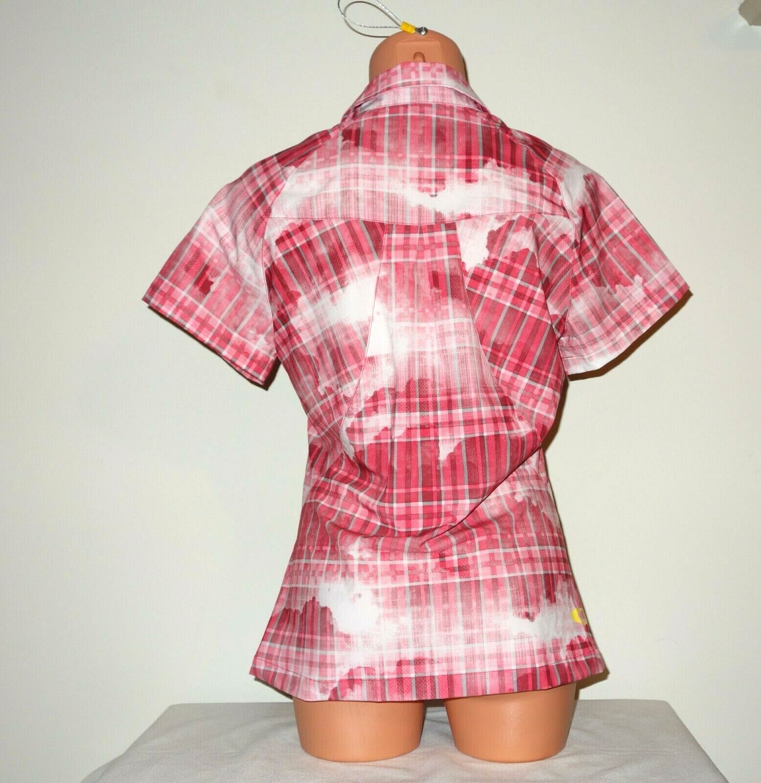Camicia donna Salomon ActiLite Cosmic M a quadri rosa medio rosso grigio nuova con etichette