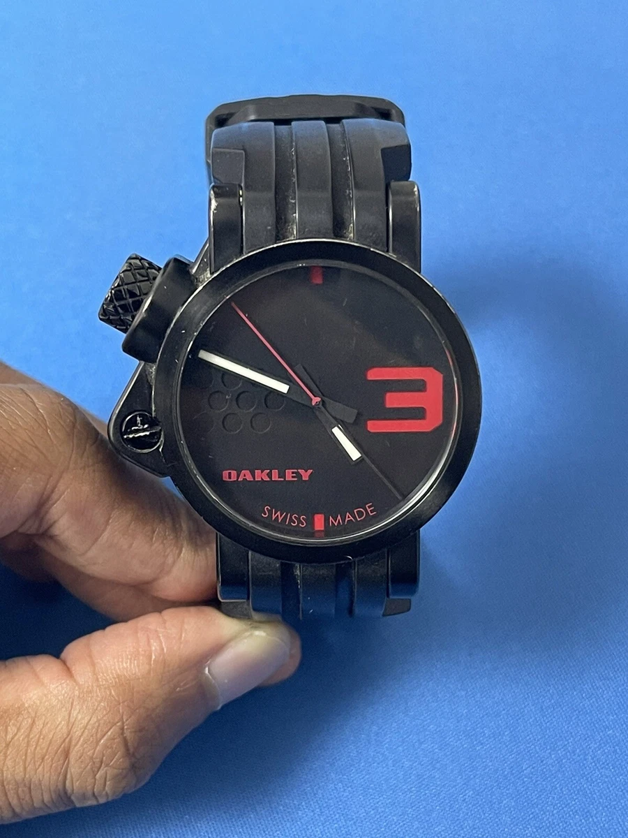 RARE OAKLEY TRANSFER CASE WATCH Swiss Made Stainless Stealth Black w Red Dial